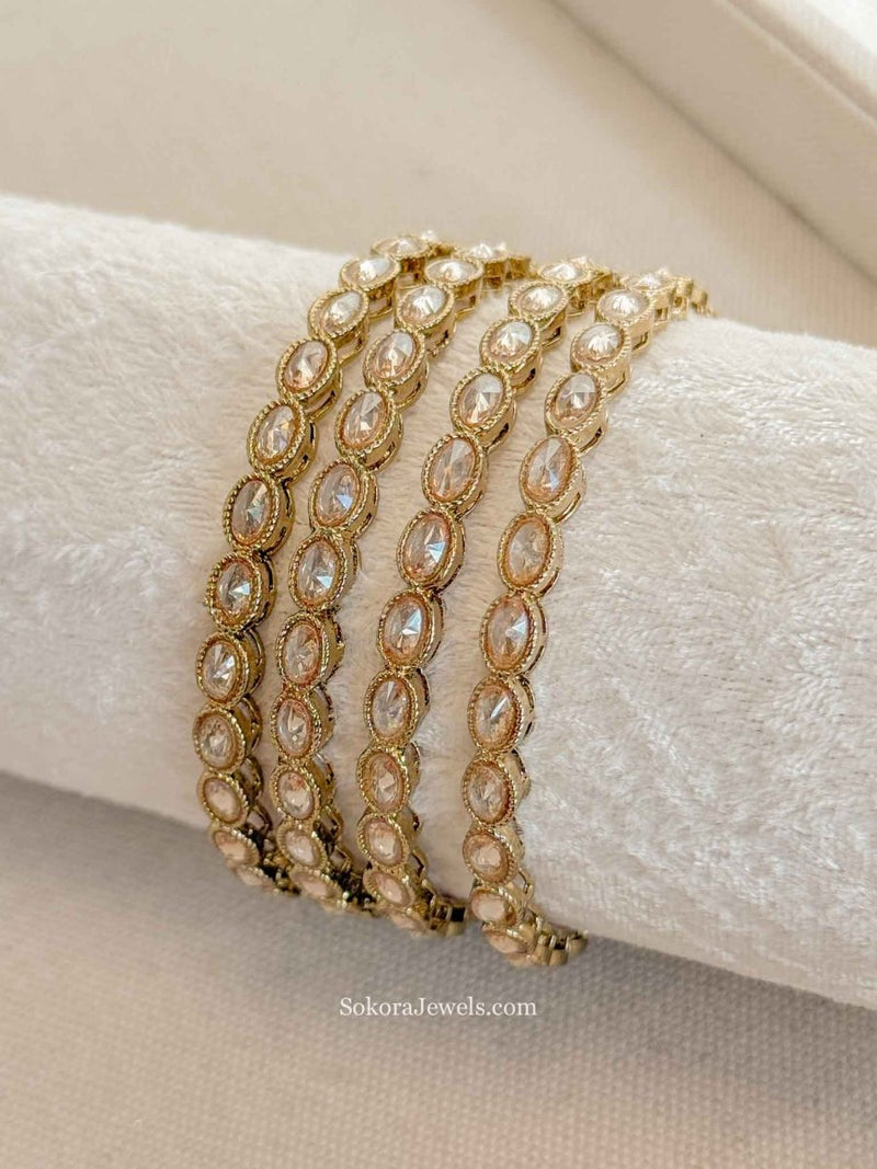 Clearance: Oval Crystal Bangles - Champagne - SOKORA JEWELSClearance: Oval Crystal Bangles - ChampagneBANGLES
