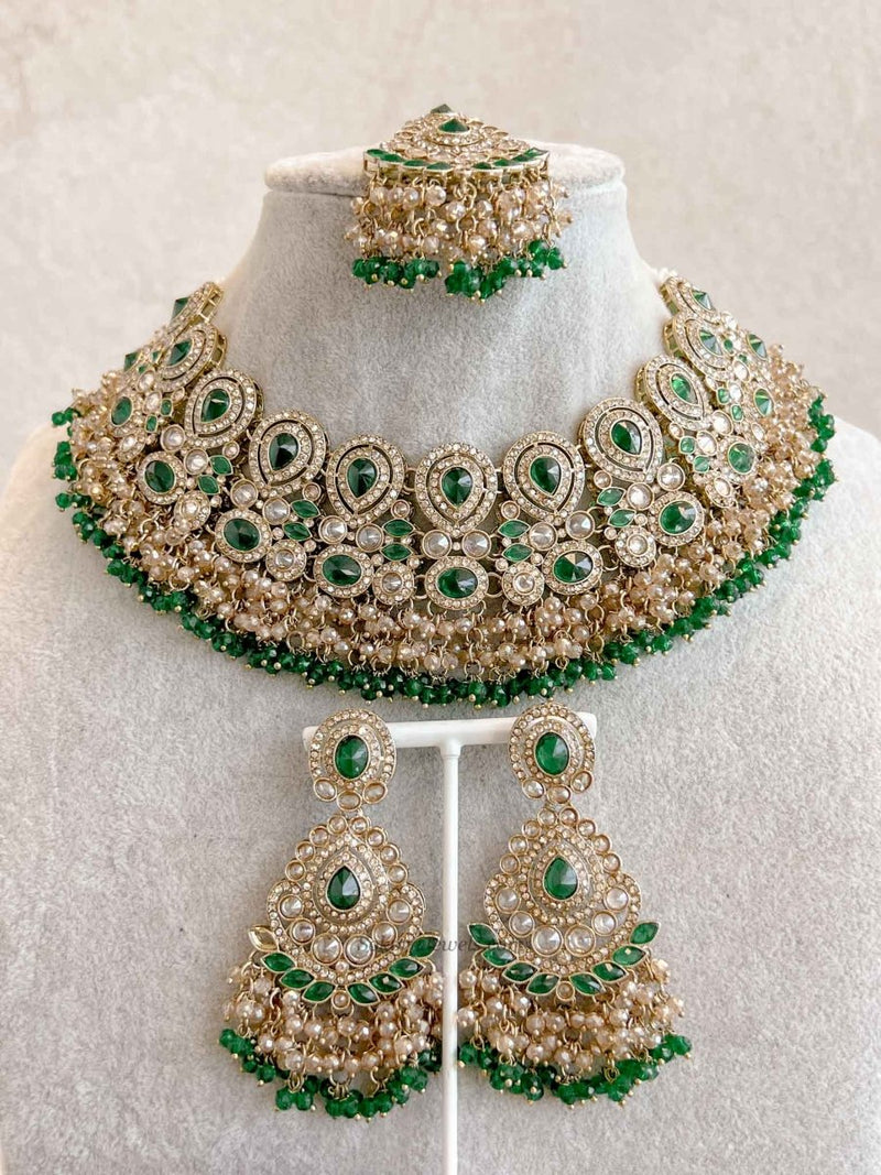 Colourful Antique Gold Necklace sets - SOKORA JEWELSColourful Antique Gold Necklace sets