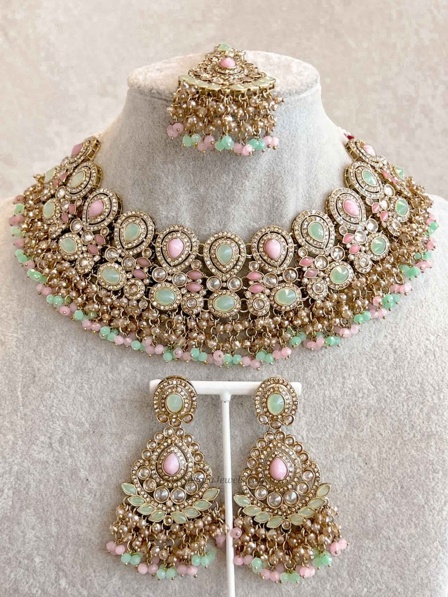 Colourful Antique Gold Necklace sets - SOKORA JEWELSColourful Antique Gold Necklace sets