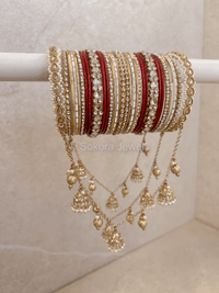 Connected Jhumka and Gold ball Bangles - SOKORA JEWELSConnected Jhumka and Gold ball BanglesBANGLES