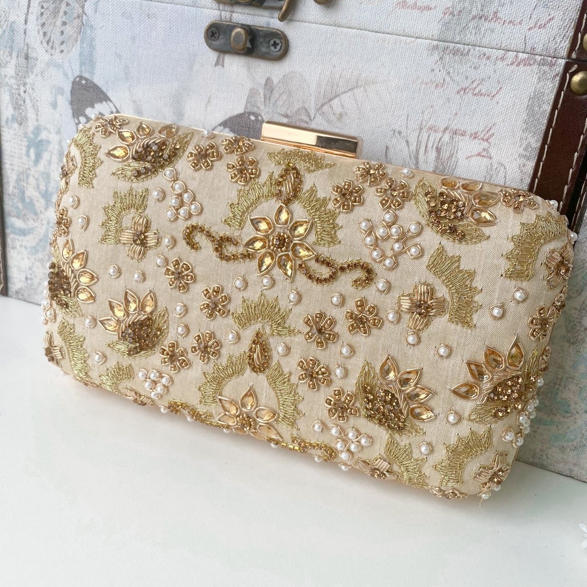 Cream Clutch Bag - SOKORA JEWELSCream Clutch Bag