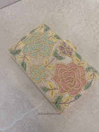 Cream & Pastel Floral Clutch Bag - SOKORA JEWELSCream & Pastel Floral Clutch Bag
