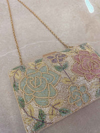 Cream & Pastel Floral Clutch Bag - SOKORA JEWELSCream & Pastel Floral Clutch Bag