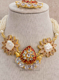 Crimson Meenakari Kundan Choker Set - SOKORA JEWELSCrimson Meenakari Kundan Choker Set