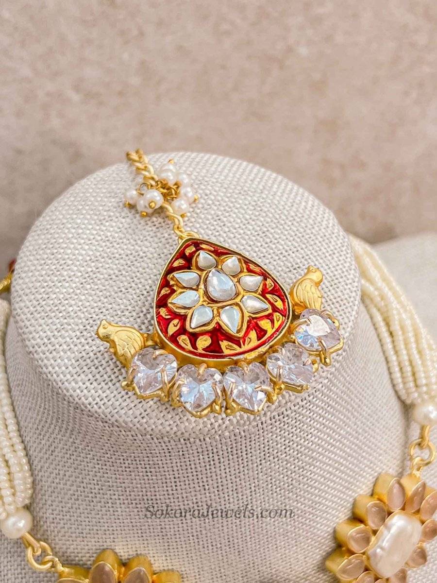 Crimson Meenakari Kundan Choker Set - SOKORA JEWELSCrimson Meenakari Kundan Choker Set