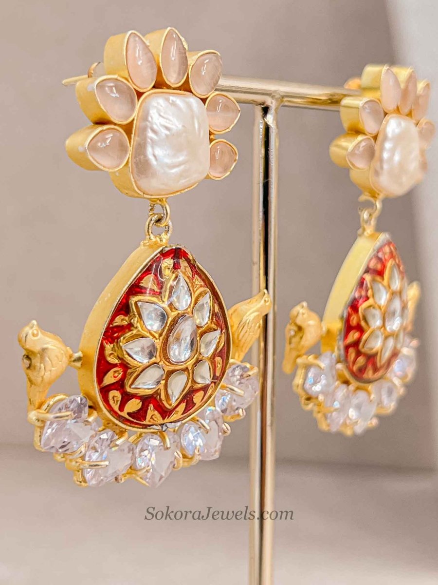 Crimson Meenakari Kundan Choker Set - SOKORA JEWELSCrimson Meenakari Kundan Choker Set