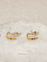 Curved Crystal Stud earrings - SOKORA JEWELSCurved Crystal Stud earrings