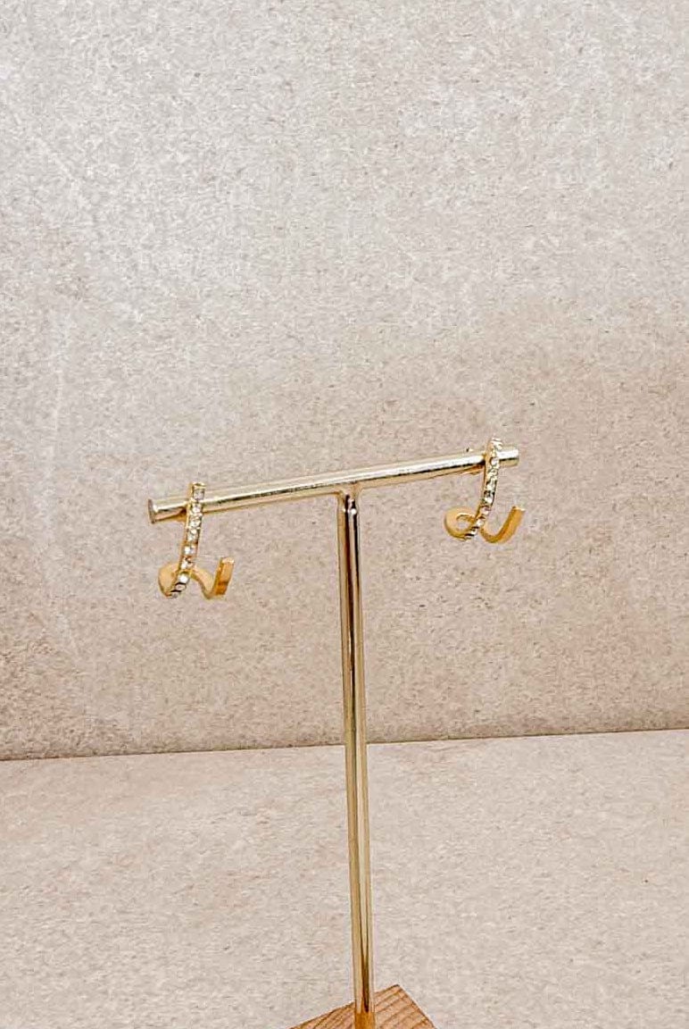 Curved Crystal Stud earrings - SOKORA JEWELSCurved Crystal Stud earrings