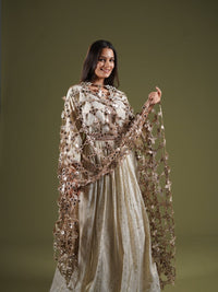 Cutwork Mirror Embellished Occasion Dupatta - SOKORA JEWELSCutwork Mirror Embellished Occasion Dupatta