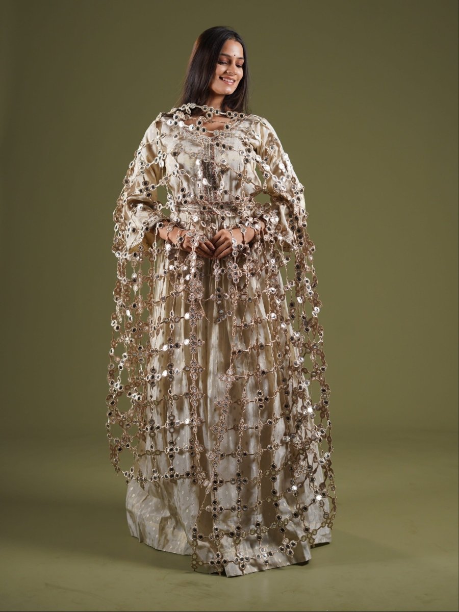 Cutwork Mirror Embellished Occasion Dupatta - SOKORA JEWELSCutwork Mirror Embellished Occasion Dupatta