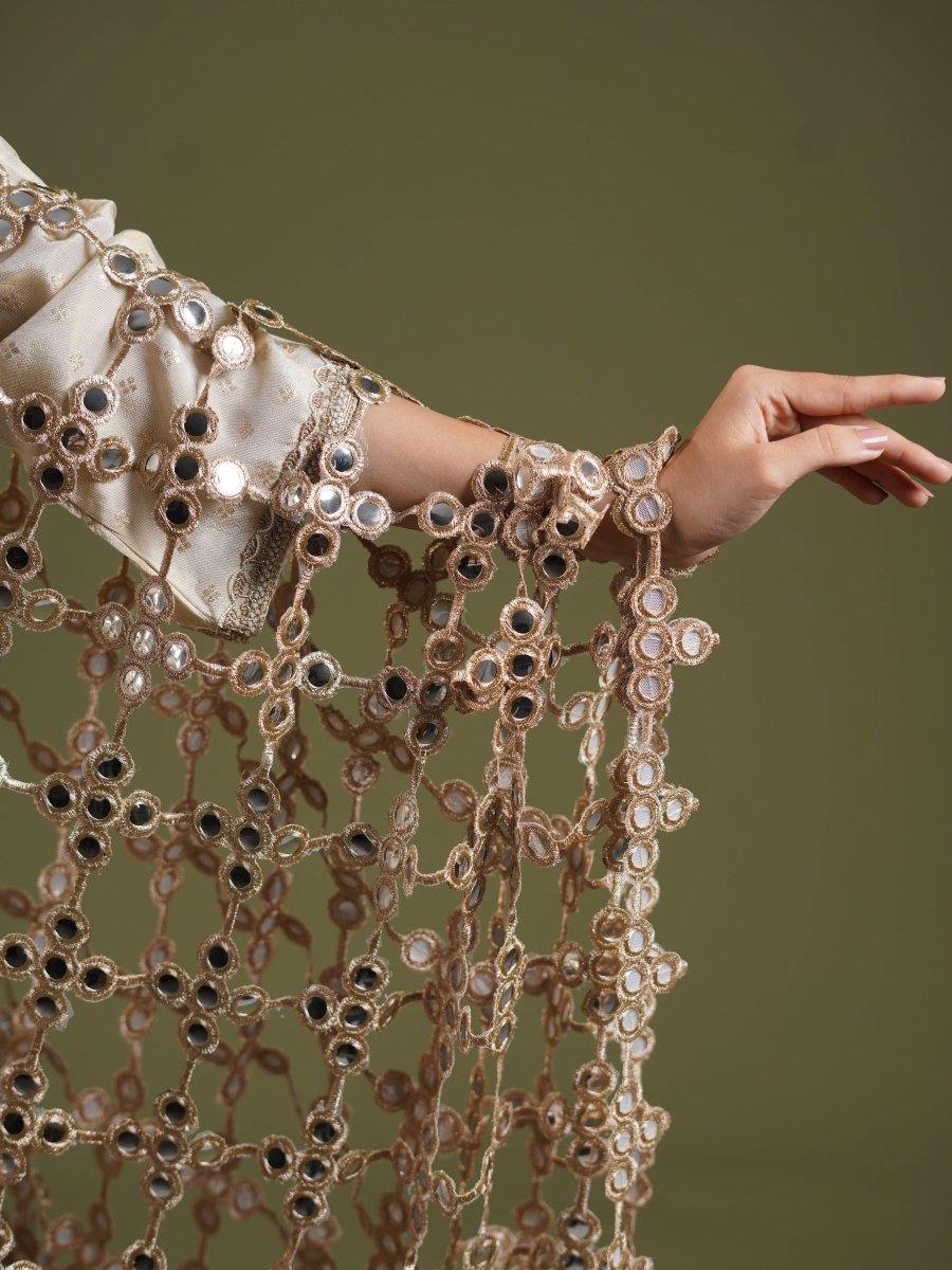 Cutwork Mirror Embellished Occasion Dupatta - SOKORA JEWELSCutwork Mirror Embellished Occasion Dupatta