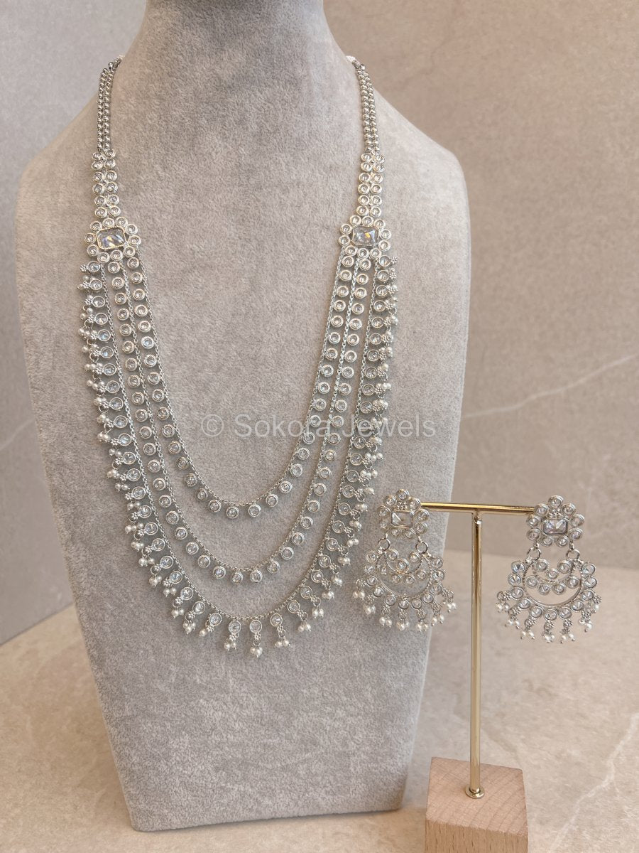 Cynthia Long Mala set - Silver - SOKORA JEWELSCynthia Long Mala set - SilverNECKLACE SETS