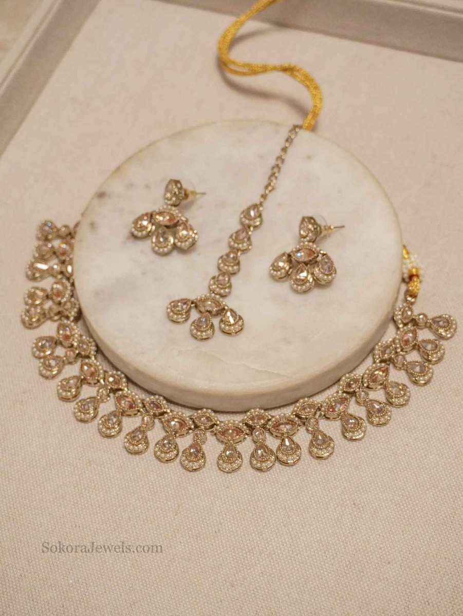 Dainty Antique Gold Necklace Set - SOKORA JEWELSDainty Antique Gold Necklace Set