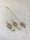 Dainty Clear Earring and Tikka Set - Clear/Pearl - SOKORA JEWELSDainty Clear Earring and Tikka Set - Clear/Pearl