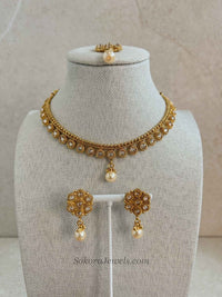 Dainty Gold Kundan Necklace Set – Indian Wedding Guest Jewellery - SOKORA JEWELSDainty Gold Kundan Necklace Set – Indian Wedding Guest JewelleryNECKLACE SETS