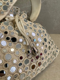 (DAMAGED) Polka Dot Mirror Detail Bag - Off White - SOKORA JEWELS(DAMAGED) Polka Dot Mirror Detail Bag - Off White