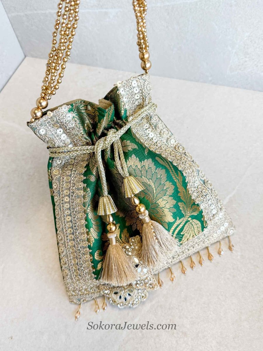 Damask Print Potli Bag - 10 Colour Options - SOKORA JEWELSDamask Print Potli Bag - 10 Colour Options