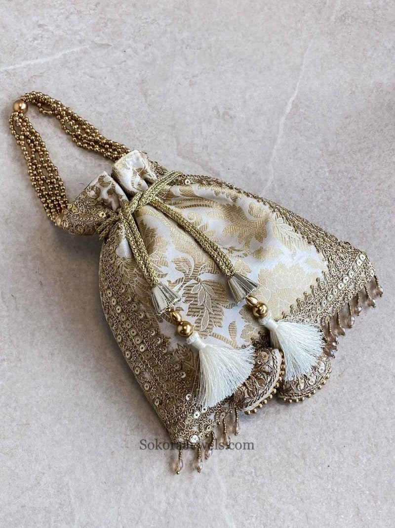Damask Print Potli Bag - 7 Colour Options - SOKORA JEWELSDamask Print Potli Bag - 7 Colour Options