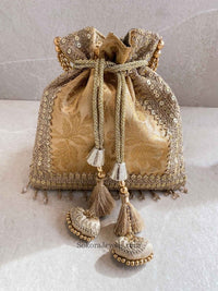 Damask Print Potli Bag - 7 Colour Options - SOKORA JEWELSDamask Print Potli Bag - 7 Colour Options