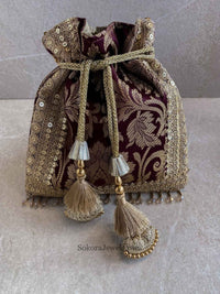 Damask Print Potli Bag - 7 Colour Options - SOKORA JEWELSDamask Print Potli Bag - 7 Colour Options