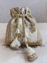 Damask Print Potli Bag - 7 Colour Options - SOKORA JEWELSDamask Print Potli Bag - 7 Colour Options