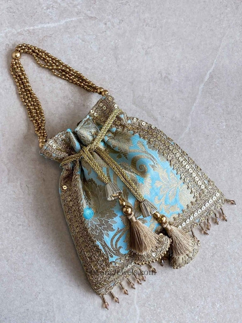 Damask Print Potli Bag - 7 Colour Options - SOKORA JEWELSDamask Print Potli Bag - 7 Colour Options