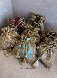 Damask Print Potli Bag - 7 Colour Options - SOKORA JEWELSDamask Print Potli Bag - 7 Colour Options