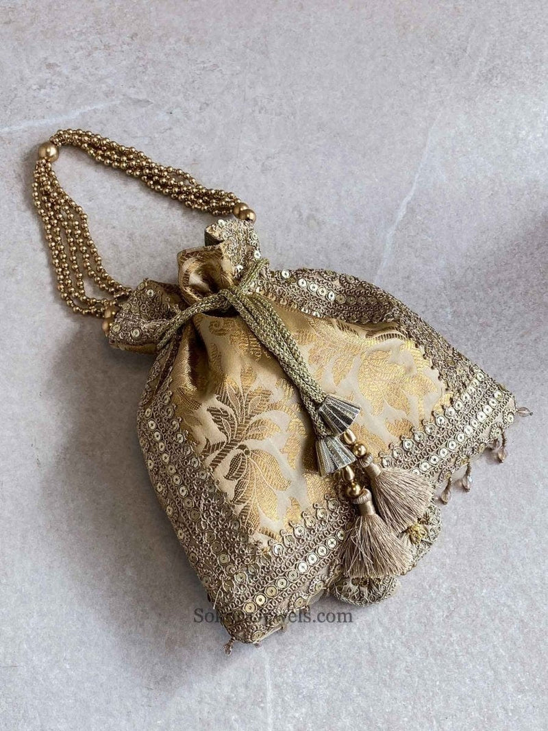 Damask Print Potli Bag - 7 Colour Options - SOKORA JEWELSDamask Print Potli Bag - 7 Colour Options