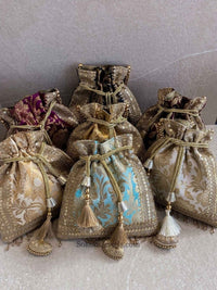 Damask Print Potli Bag - 7 Colour Options - SOKORA JEWELSDamask Print Potli Bag - 7 Colour Options