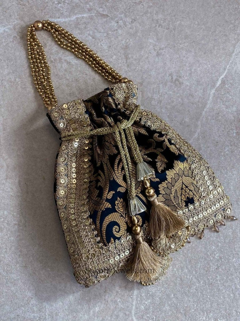 Damask Print Potli Bag - 7 Colour Options - SOKORA JEWELSDamask Print Potli Bag - 7 Colour Options