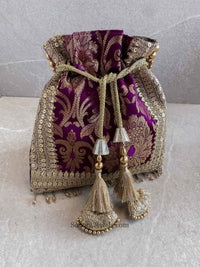 Damask Print Potli Bag - 7 Colour Options - SOKORA JEWELSDamask Print Potli Bag - 7 Colour Options
