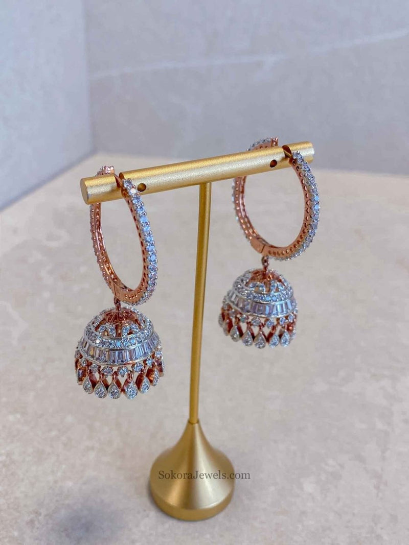 Daneesha Jhumka Hoop Earrings - Rose Gold - SOKORA JEWELSDaneesha Jhumka Hoop Earrings - Rose GoldEARRINGS