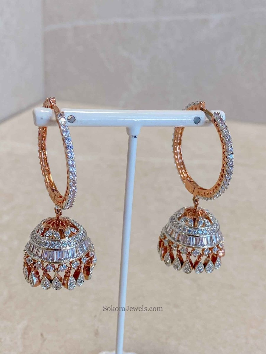 Daneesha Jhumka Hoop Earrings - Rose Gold - SOKORA JEWELSDaneesha Jhumka Hoop Earrings - Rose GoldEARRINGS