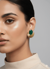 Dark Green Gem Fan Earrings - SOKORA JEWELSDark Green Gem Fan Earrings