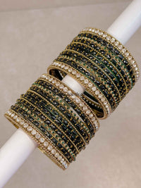 Dark Green Glass Bangle set - 2.10 - SOKORA JEWELSDark Green Glass Bangle set - 2.10BANGLES