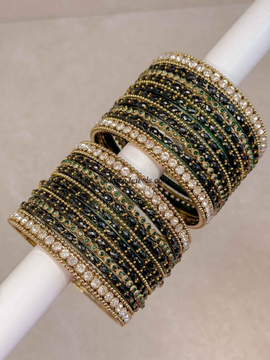 Dark Green Glass Bangle set - 2.10 - SOKORA JEWELSDark Green Glass Bangle set - 2.10BANGLES