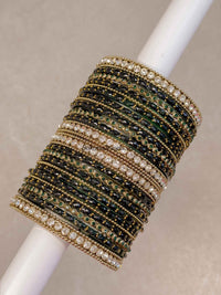 Dark Green Glass Bangle set - 2.10 - SOKORA JEWELSDark Green Glass Bangle set - 2.10BANGLES