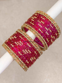 Dark Pink Glass Bangle set - 2.10 - SOKORA JEWELSDark Pink Glass Bangle set - 2.10BANGLES