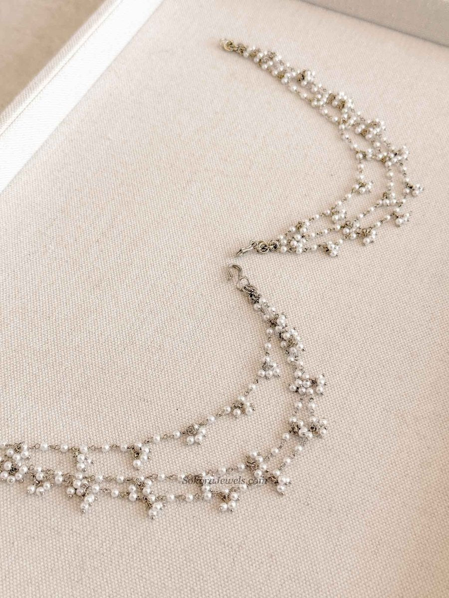 Delicate Pearl & Antique Gold Earring chains - SOKORA JEWELSDelicate Pearl & Antique Gold Earring chainsEARRINGS