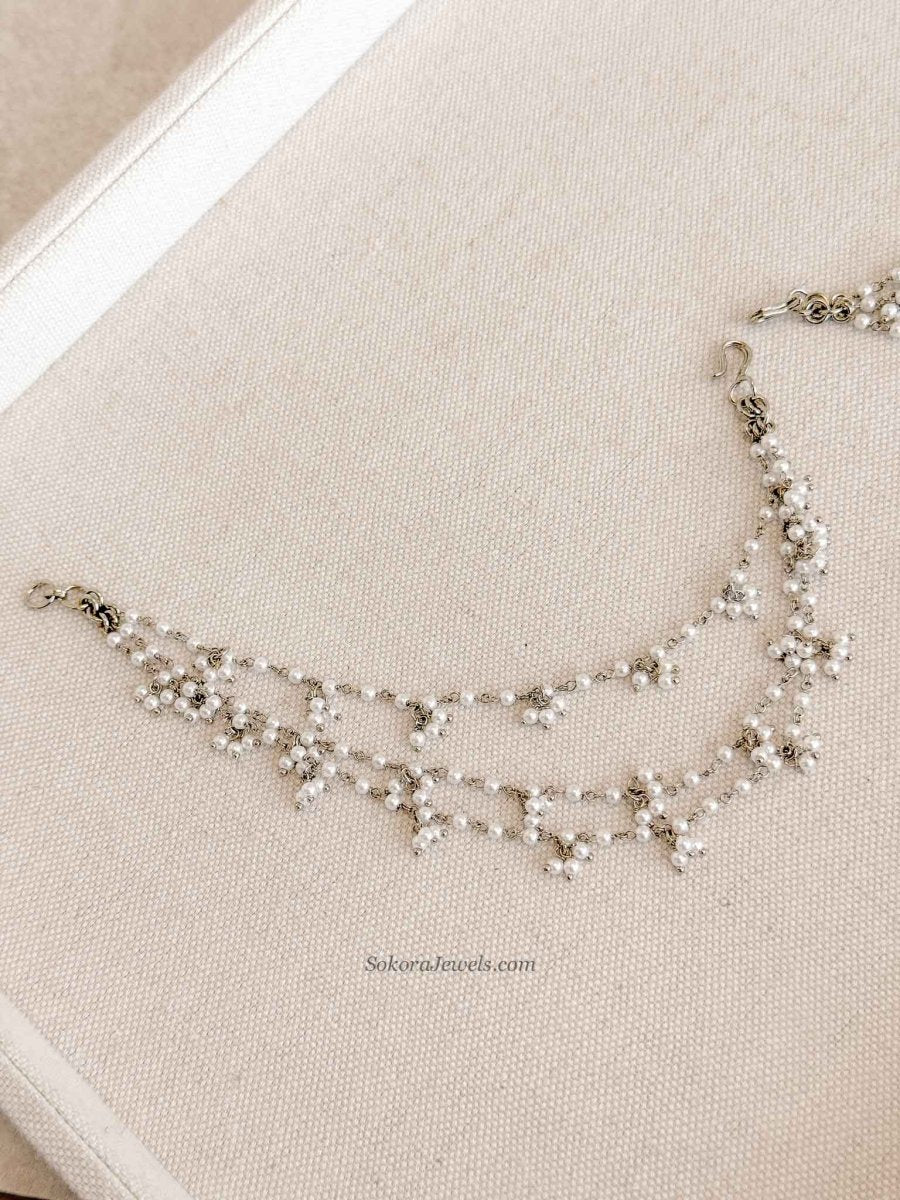 Delicate Pearl & Antique Gold Earring chains - SOKORA JEWELSDelicate Pearl & Antique Gold Earring chainsEARRINGS