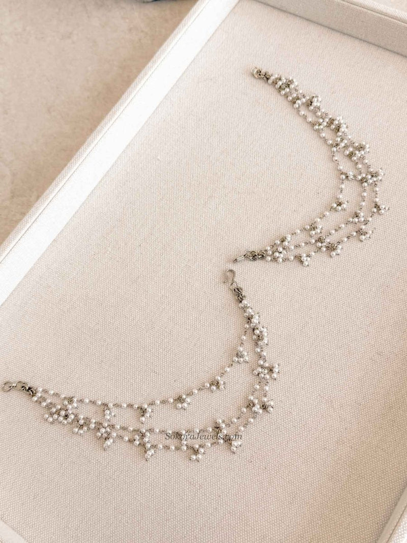 Delicate Pearl & Antique Gold Earring chains - SOKORA JEWELSDelicate Pearl & Antique Gold Earring chainsEARRINGS