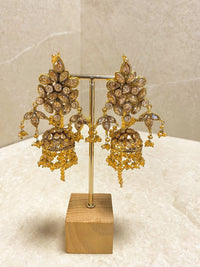 Antique Gold Jhumka Earrings - Honey Gold