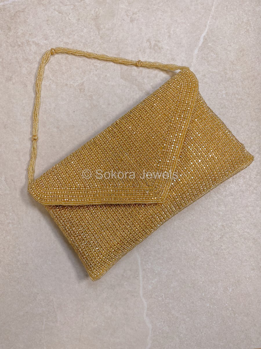 Diamante Envelope Clutch Bag - Gold - SOKORA JEWELSDiamante Envelope Clutch Bag - Gold