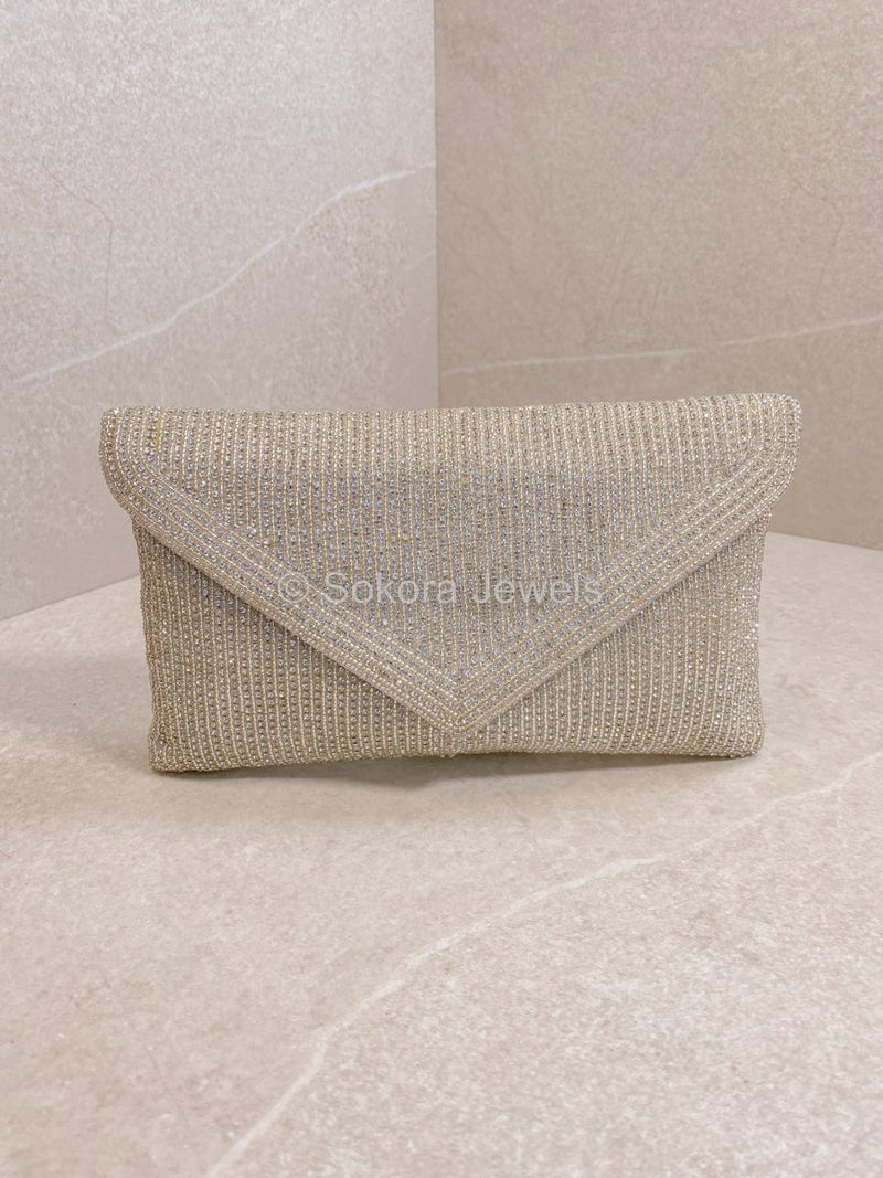 Diamante Envelope Clutch Bag - Silver - SOKORA JEWELSDiamante Envelope Clutch Bag - Silver