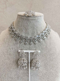 Diamante Necklace Set with Jhumkas - SOKORA JEWELSDiamante Necklace Set with JhumkasNECKLACE SETS