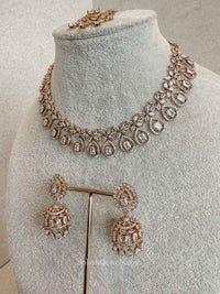 Diamante Necklace Set with Jhumkas - SOKORA JEWELSDiamante Necklace Set with JhumkasNECKLACE SETS