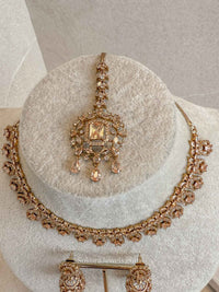 Diamante Necklace Set with Jhumkas - SOKORA JEWELSDiamante Necklace Set with JhumkasNECKLACE SETS