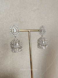 Diamante Necklace Set with Jhumkas - SOKORA JEWELSDiamante Necklace Set with JhumkasNECKLACE SETS