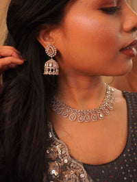 Diamante Necklace Set with Jhumkas - SOKORA JEWELSDiamante Necklace Set with JhumkasNECKLACE SETS