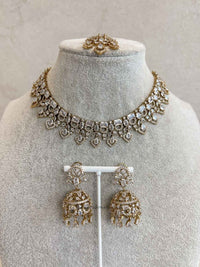Diamante Necklace Set with Jhumkas - SOKORA JEWELSDiamante Necklace Set with JhumkasNECKLACE SETS